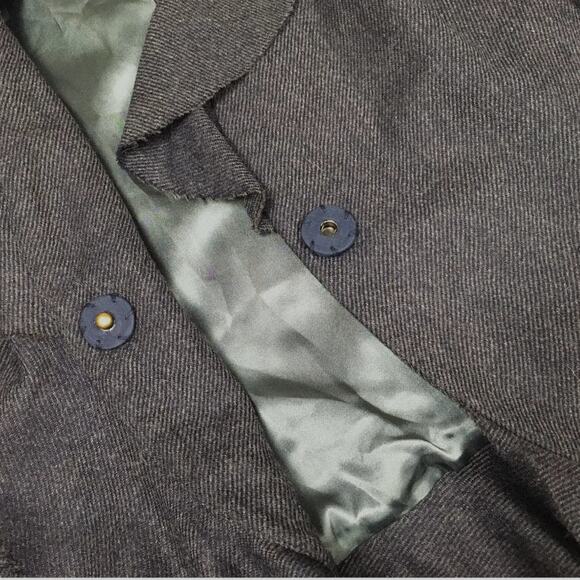 J. Crew Blazer Jacket Dark Grey Ruffle Front 100% Wool Long Sleeve Women's 8 - Picture 9 of 11
